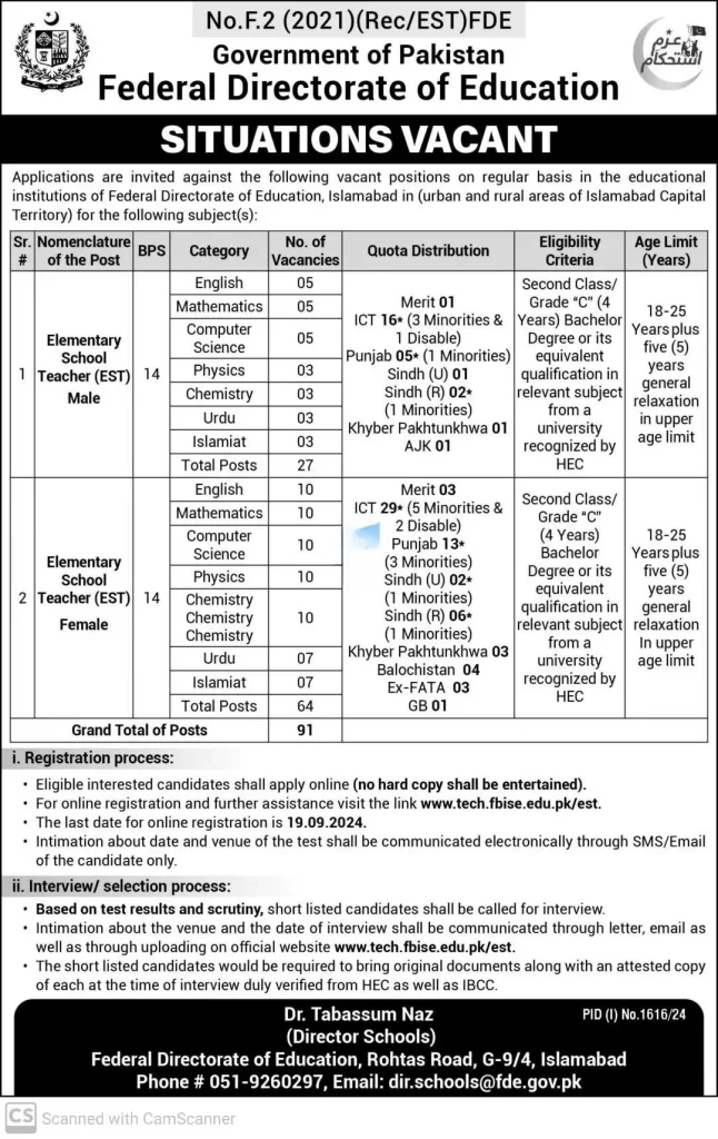 Federal Directorate of Education (FDE) Jobs